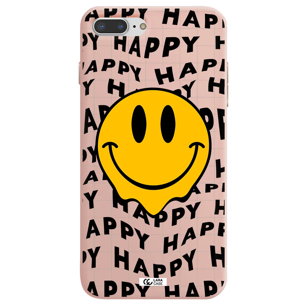 Happy Emoji Apple iPhone 7 plus Silicone pastel pink Case