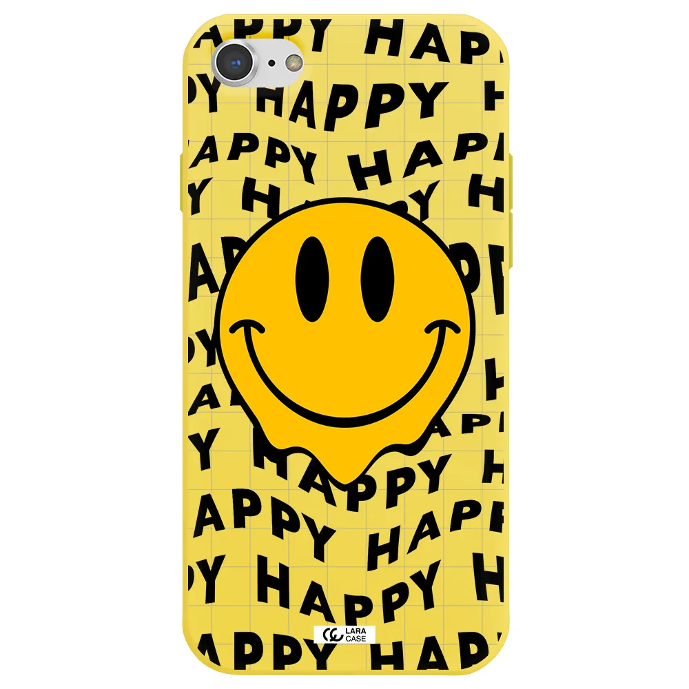 Happy Emoji Apple iPhone 7 Silicone canary yellow Case