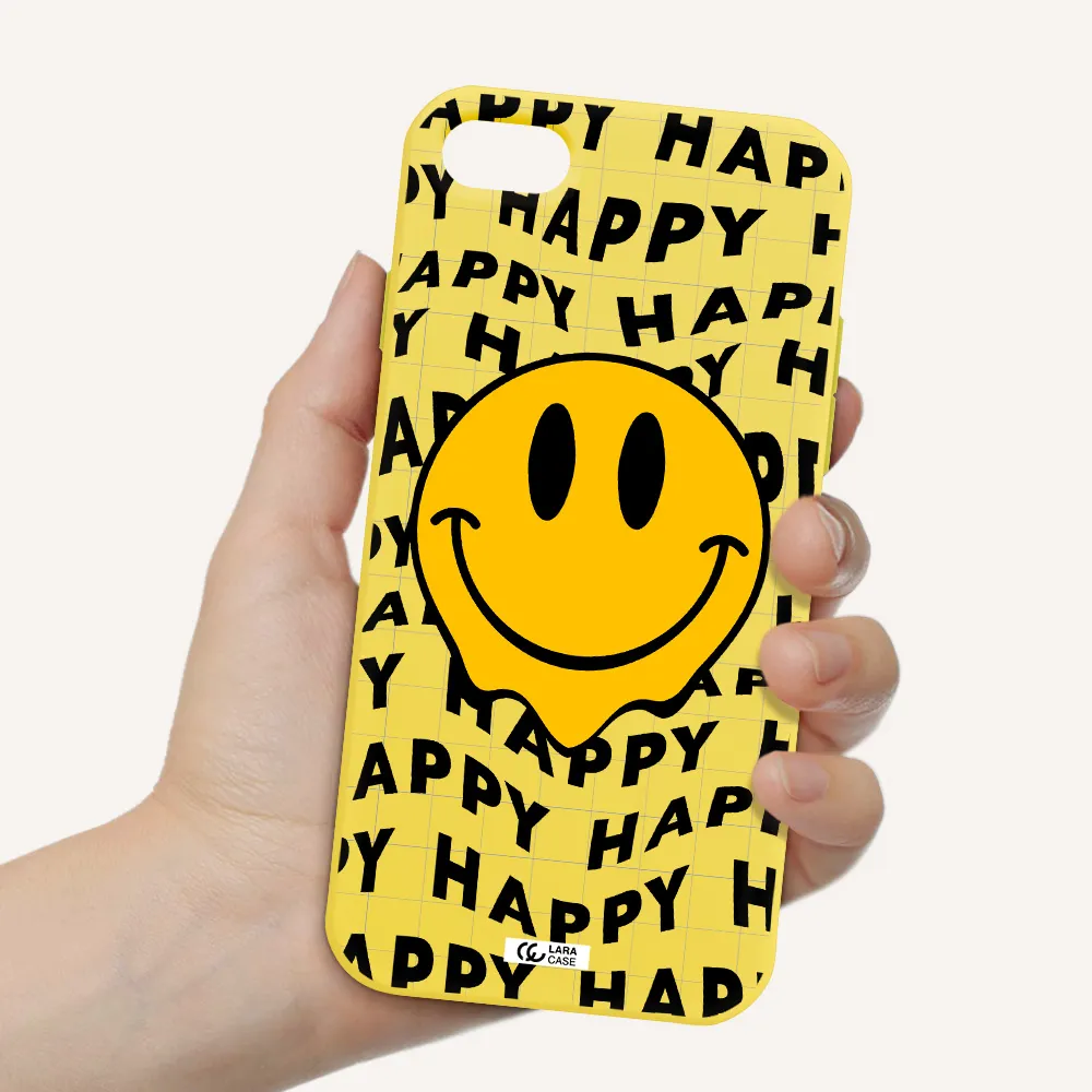 Happy Emoji Apple iPhone 7 Silicone canary yellow Case