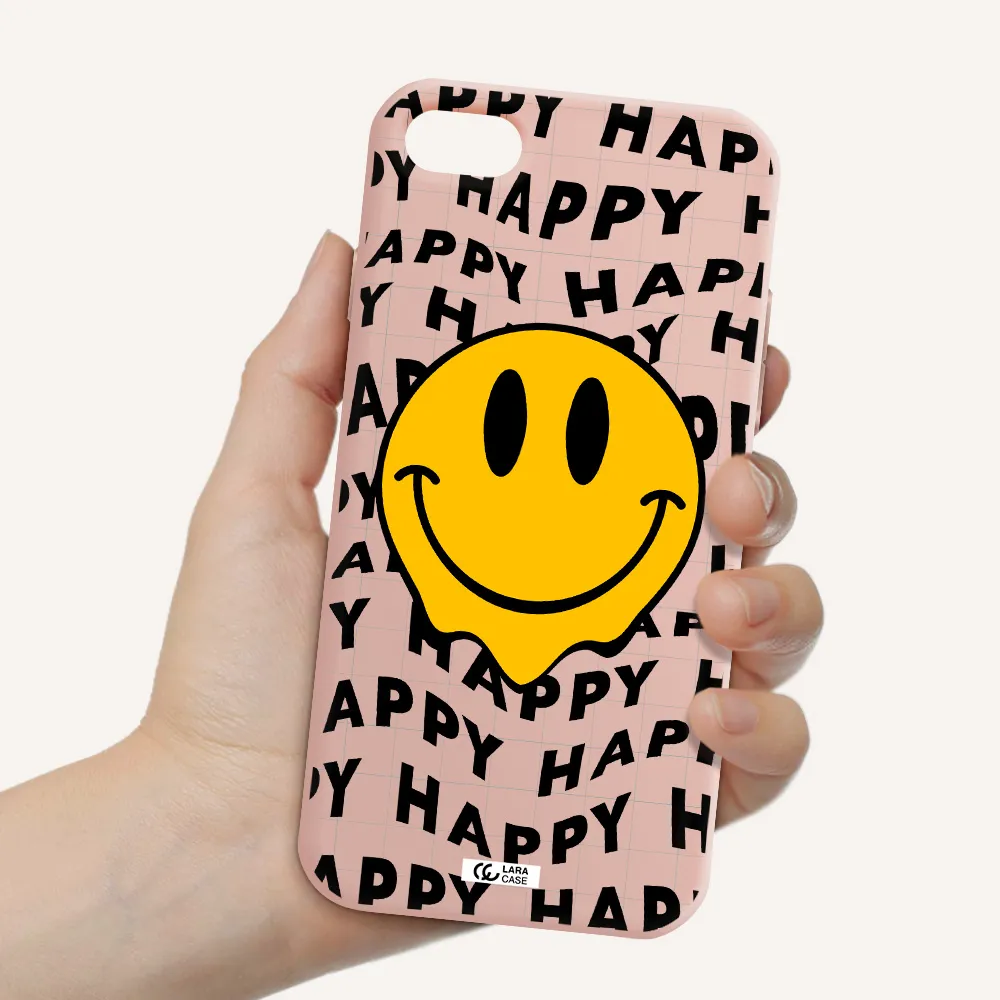 Happy Emoji Apple iPhone 7 Silicone pastel pink Case