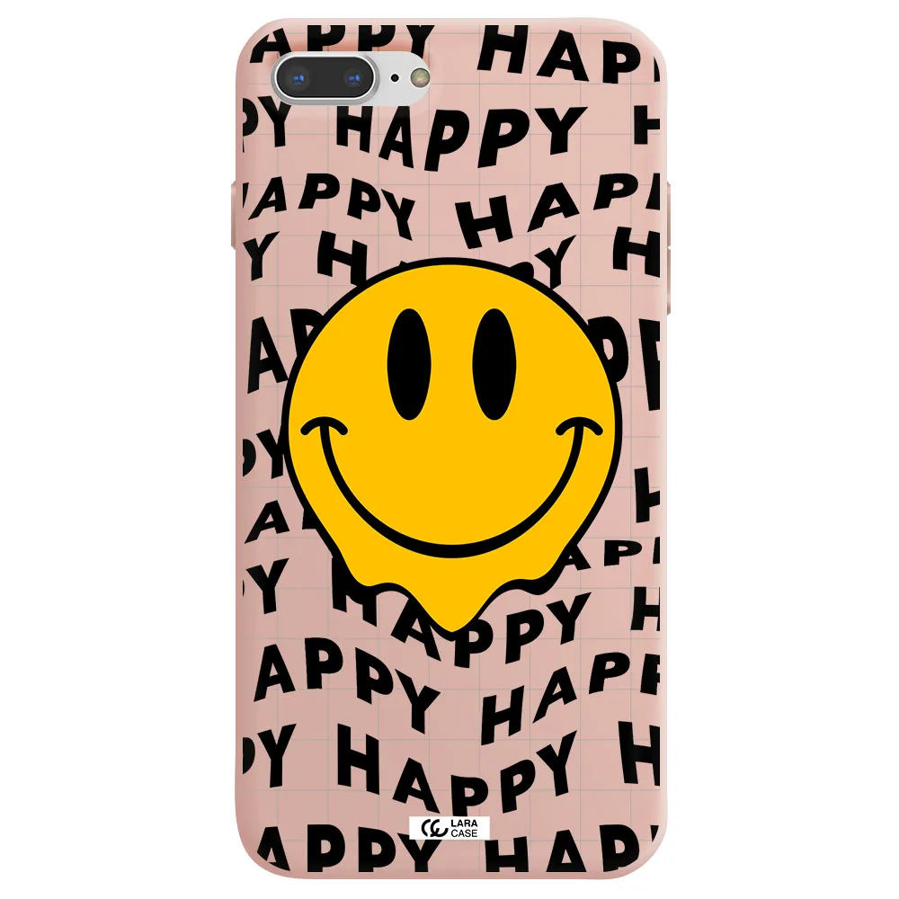 Happy Emoji Apple iPhone 8 plus Silicone pastel pink Case