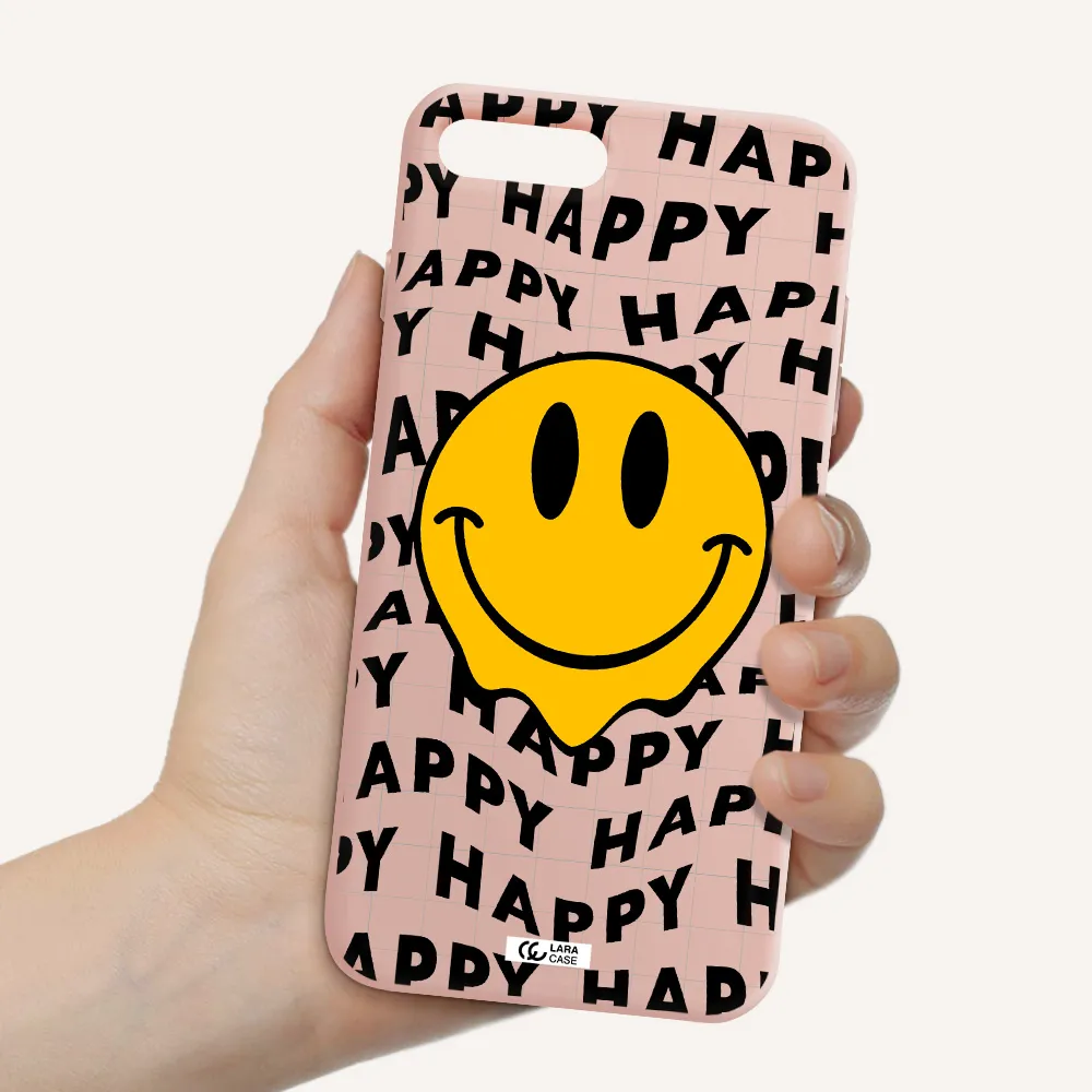 Happy Emoji Apple iPhone 8 plus Silicone pastel pink Case