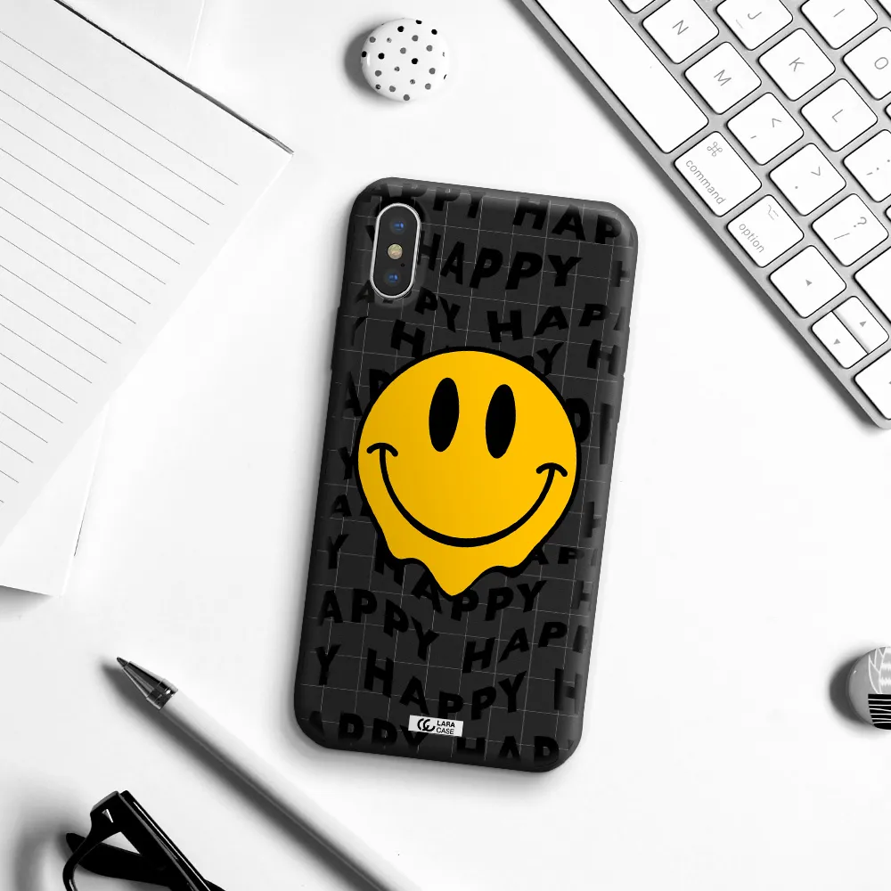 Happy Emoji Apple iPhone X Silicone black Case