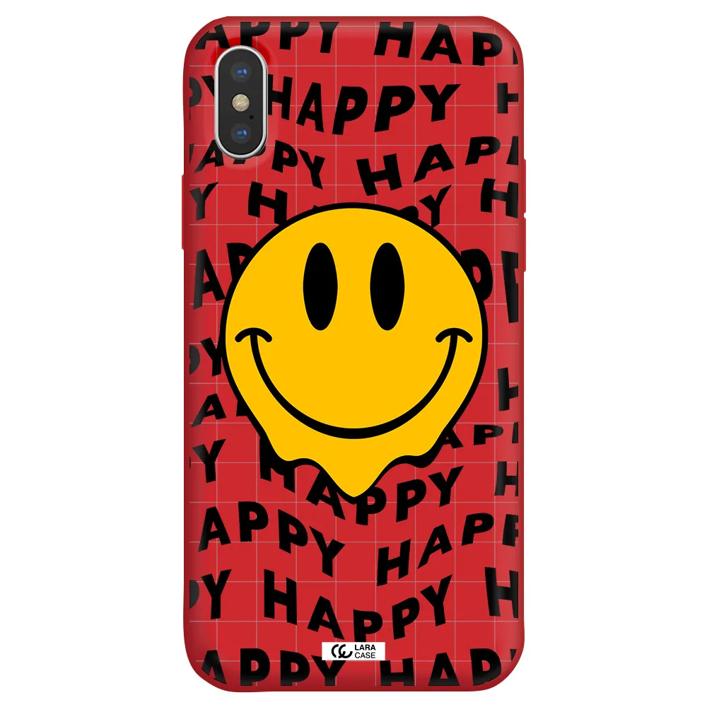 Happy Emoji Apple iPhone X Silicone Imperial Red Case