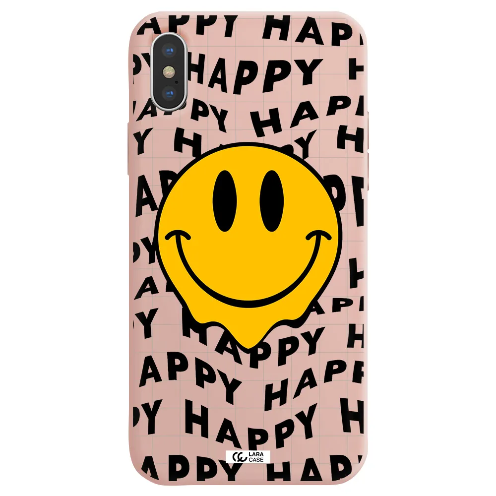Happy Emoji Apple iPhone X Silicone pastel pink Case