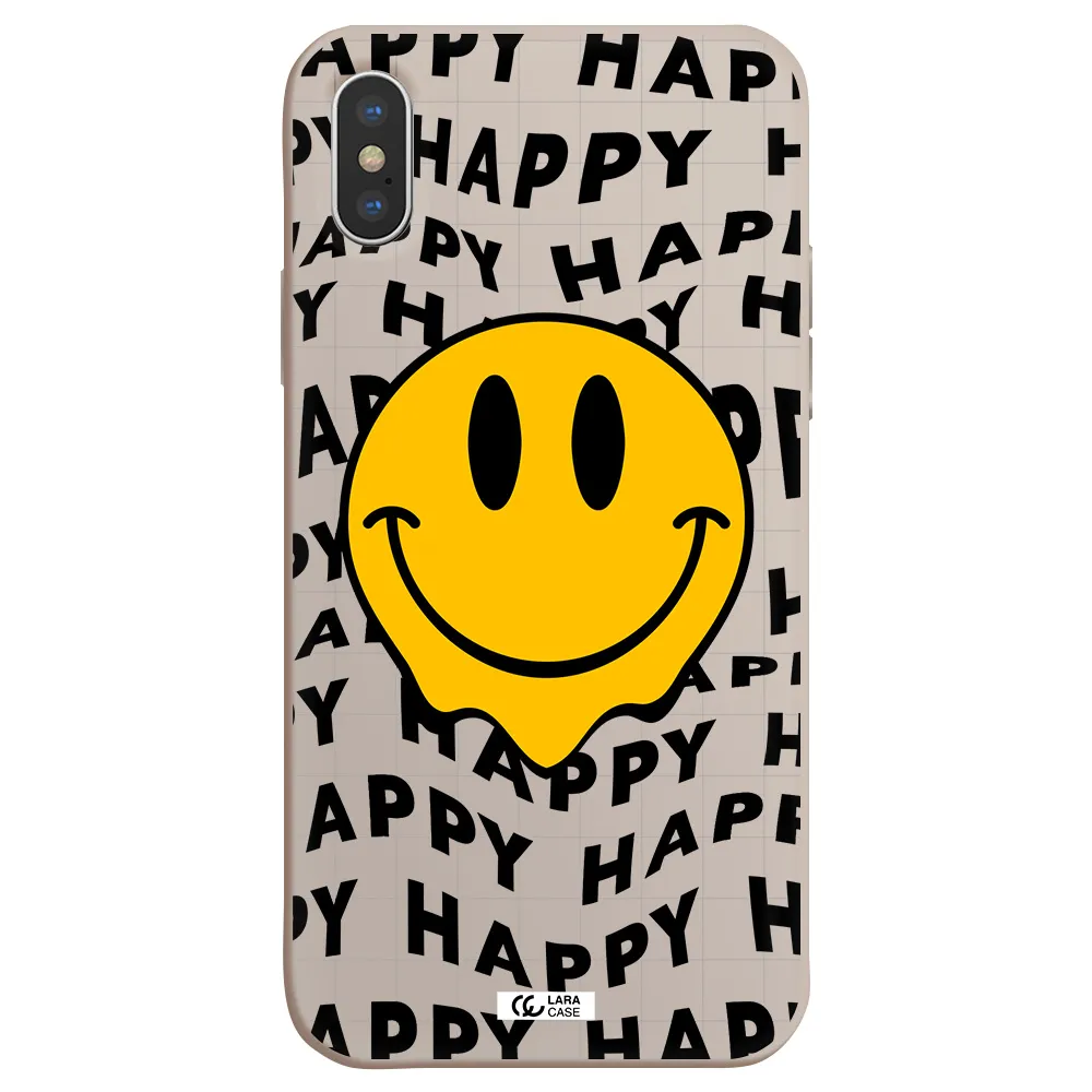Happy Emoji Apple iPhone X Silicone Stone Case