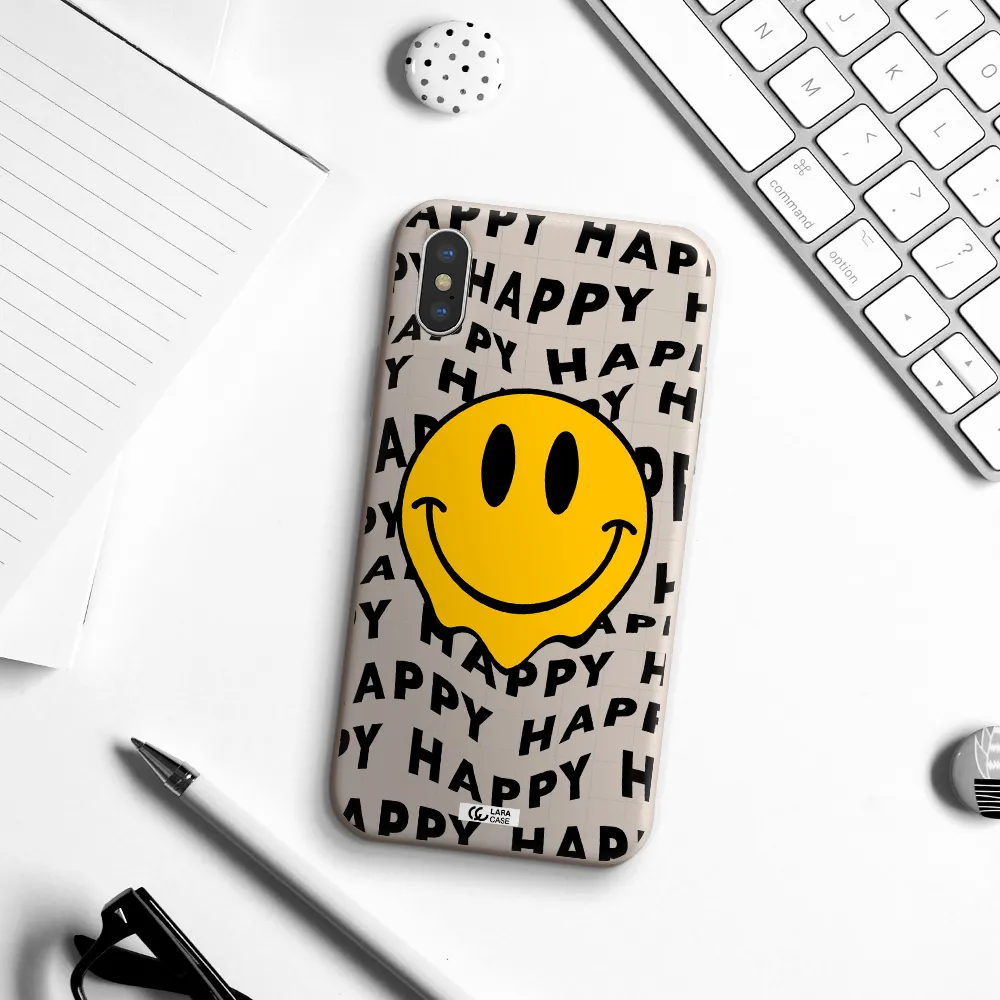 Happy Emoji Apple iPhone X Silicone Stone Case