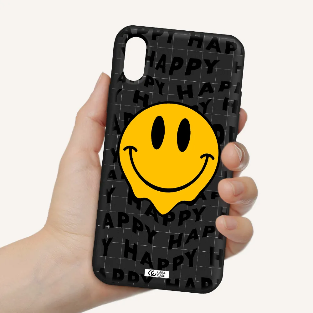 Happy Emoji Apple iPhone XS Silicone black Case