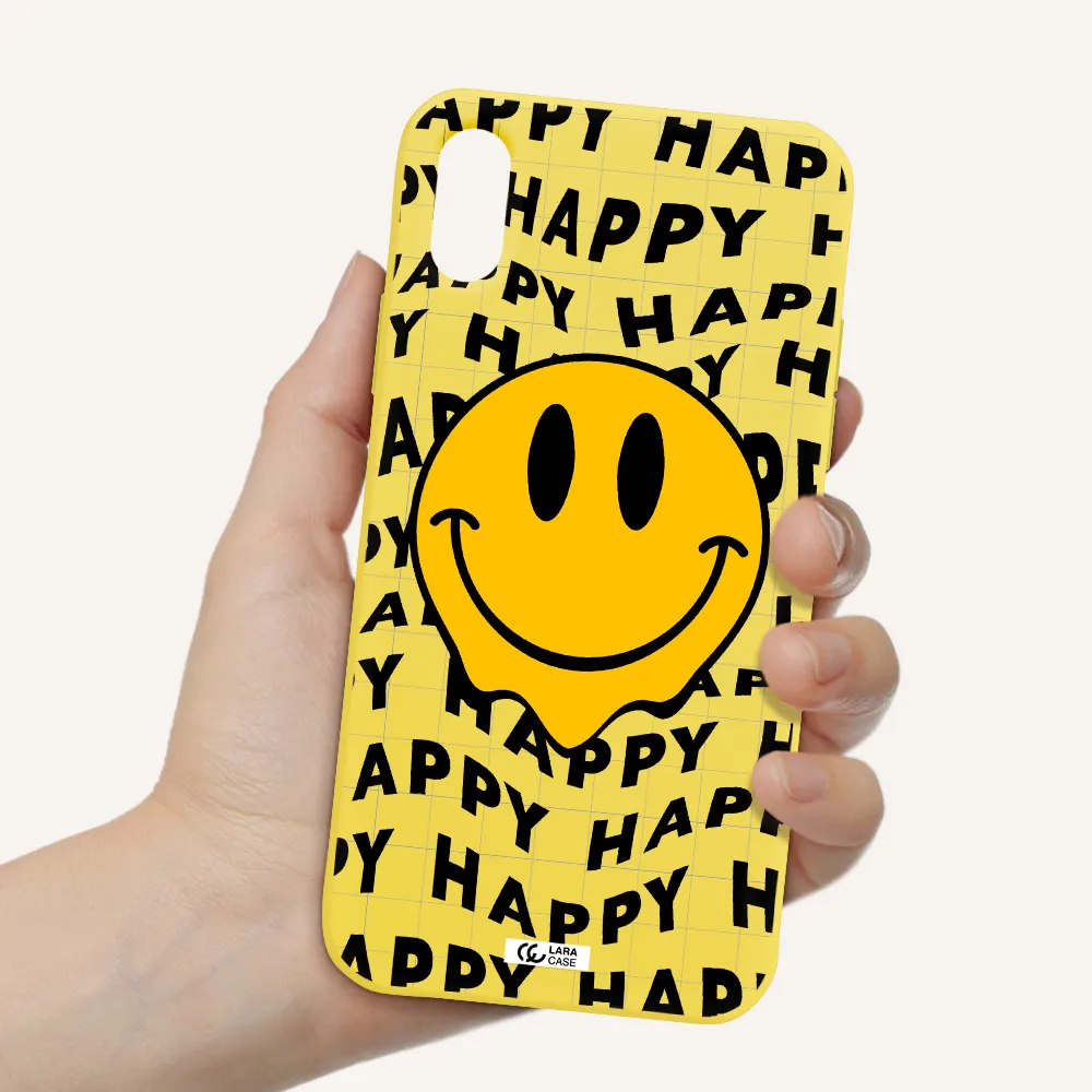 Happy Emoji Apple iPhone XS Silicone canary yellow Case