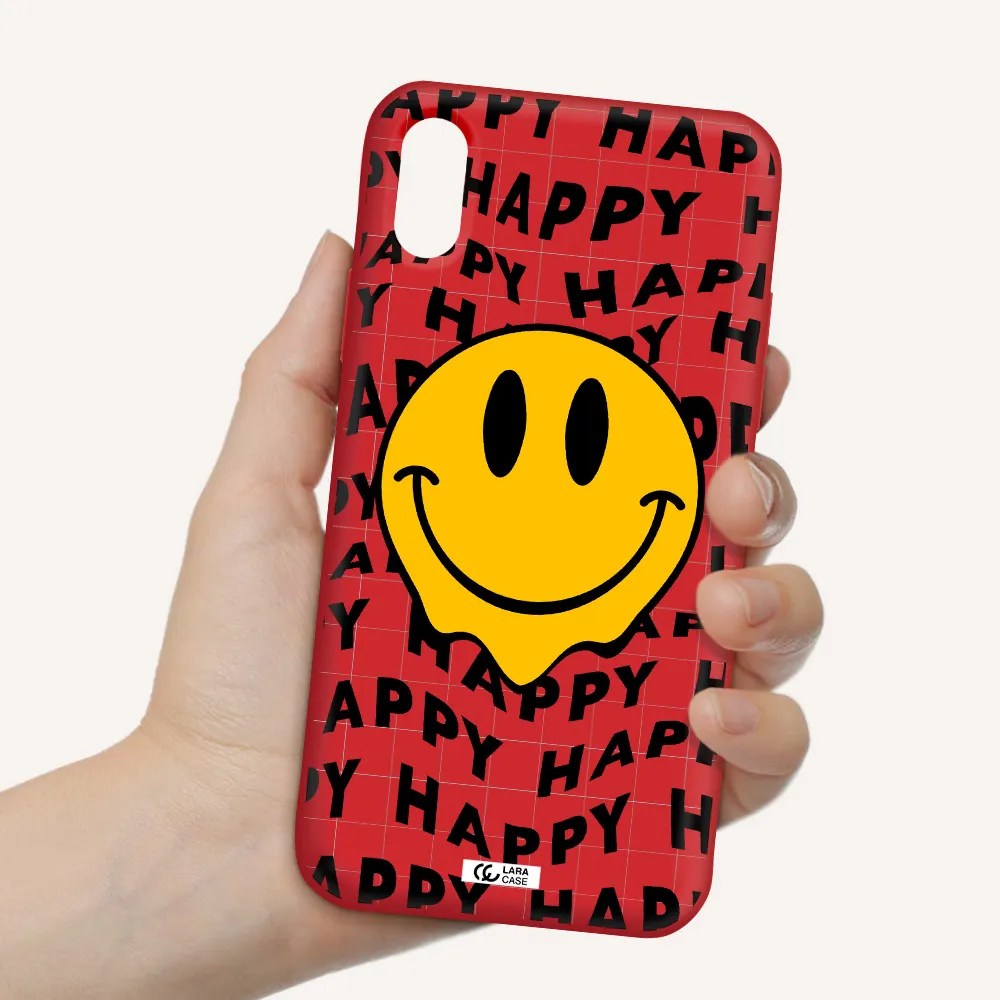 Happy Emoji Apple iPhone XS Silicone Imperial Red Case