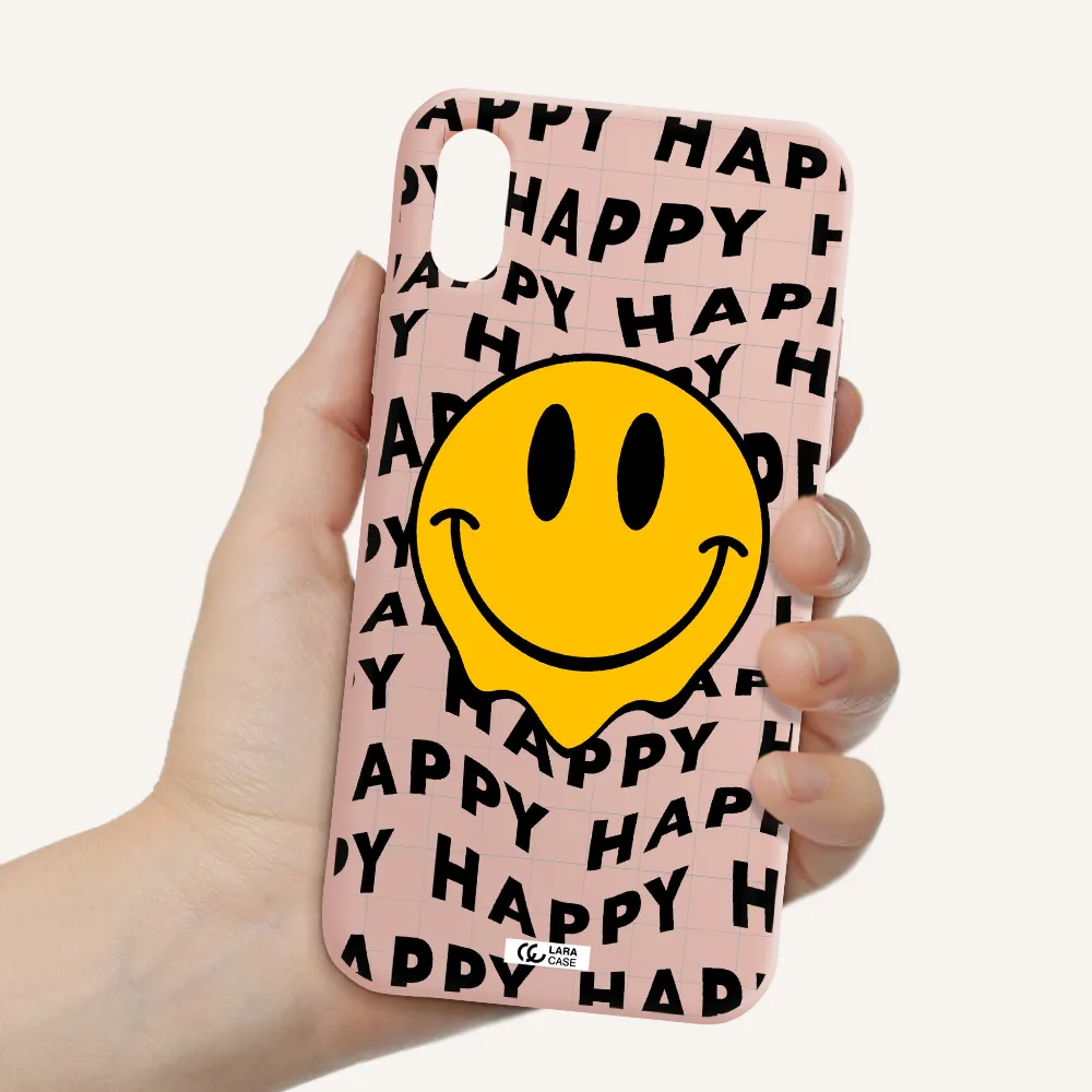 Happy Emoji Apple iPhone XS Silicone pastel pink Case