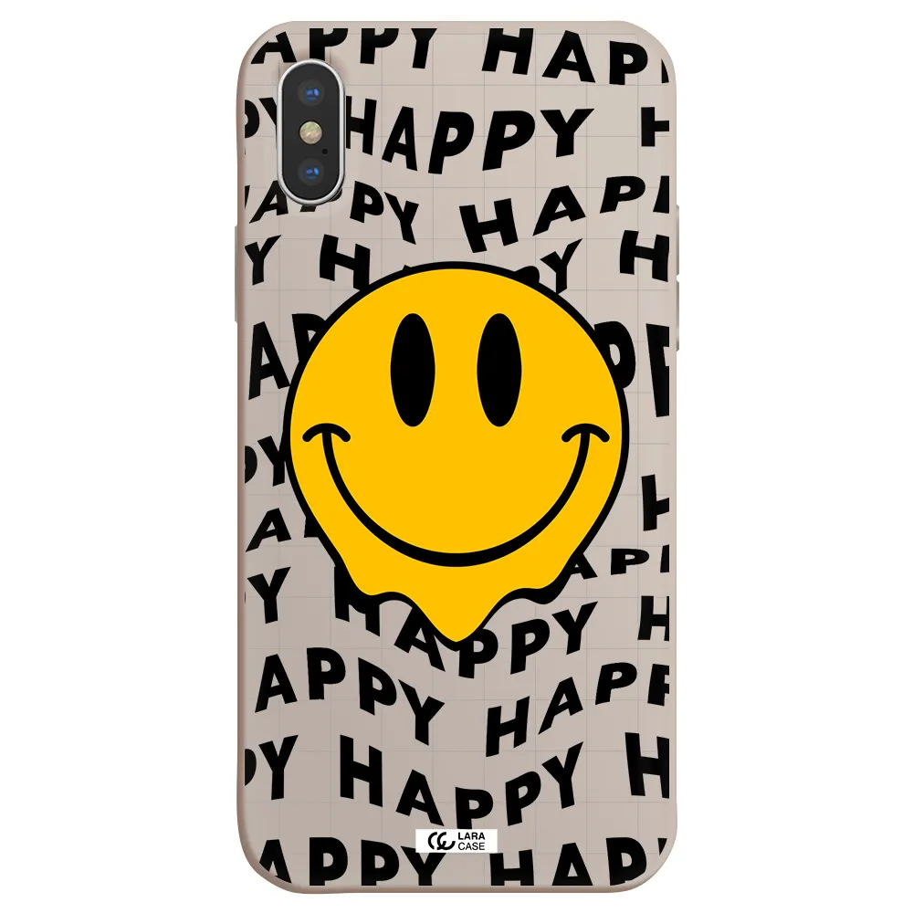 Happy Emoji Apple iPhone XS Silicone Stone Case