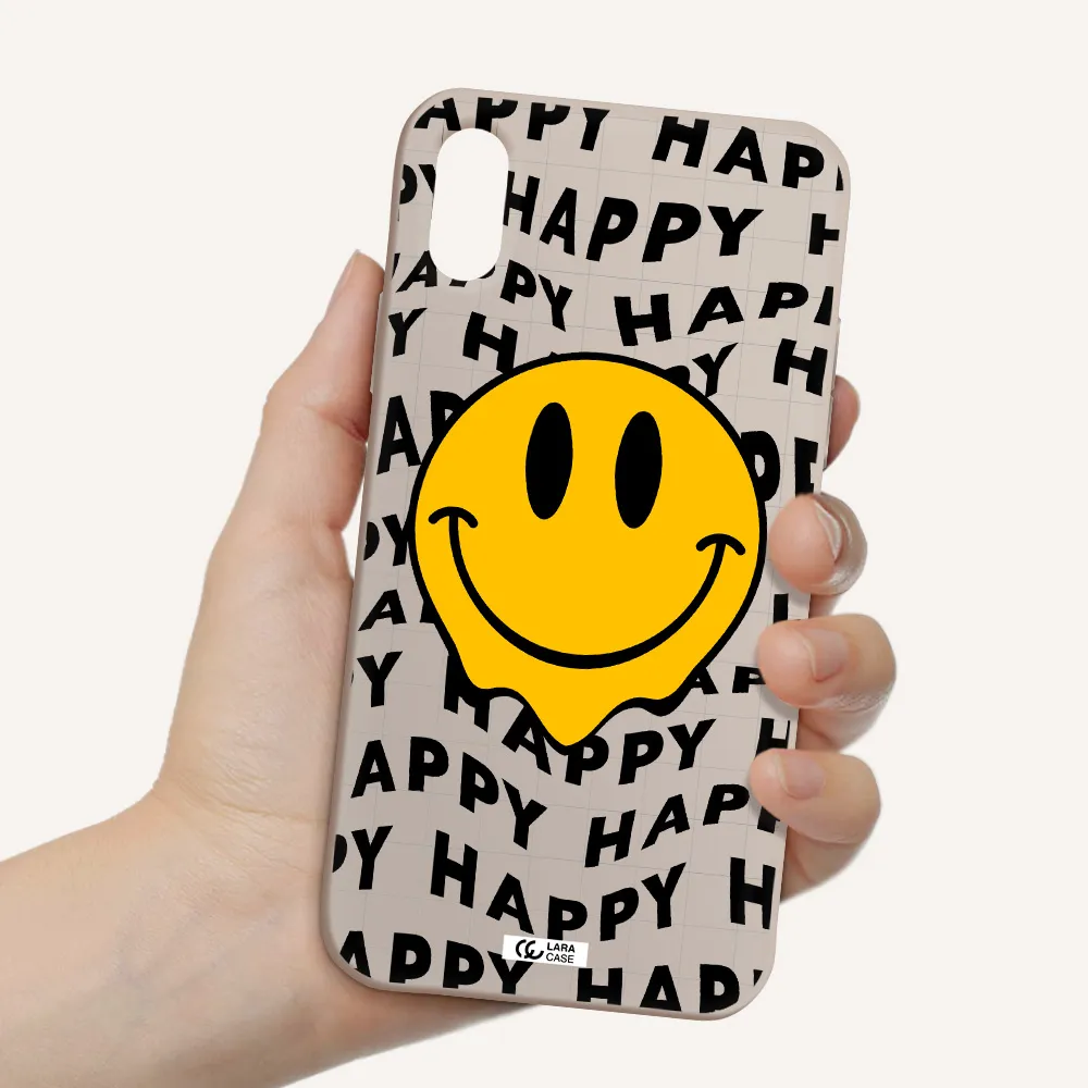Happy Emoji Apple iPhone XS Silicone Stone Case