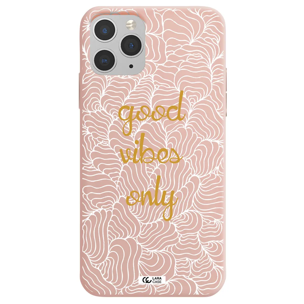 a white background with gold text Apple iPhone 11 pro max Silicone pastel pink Case