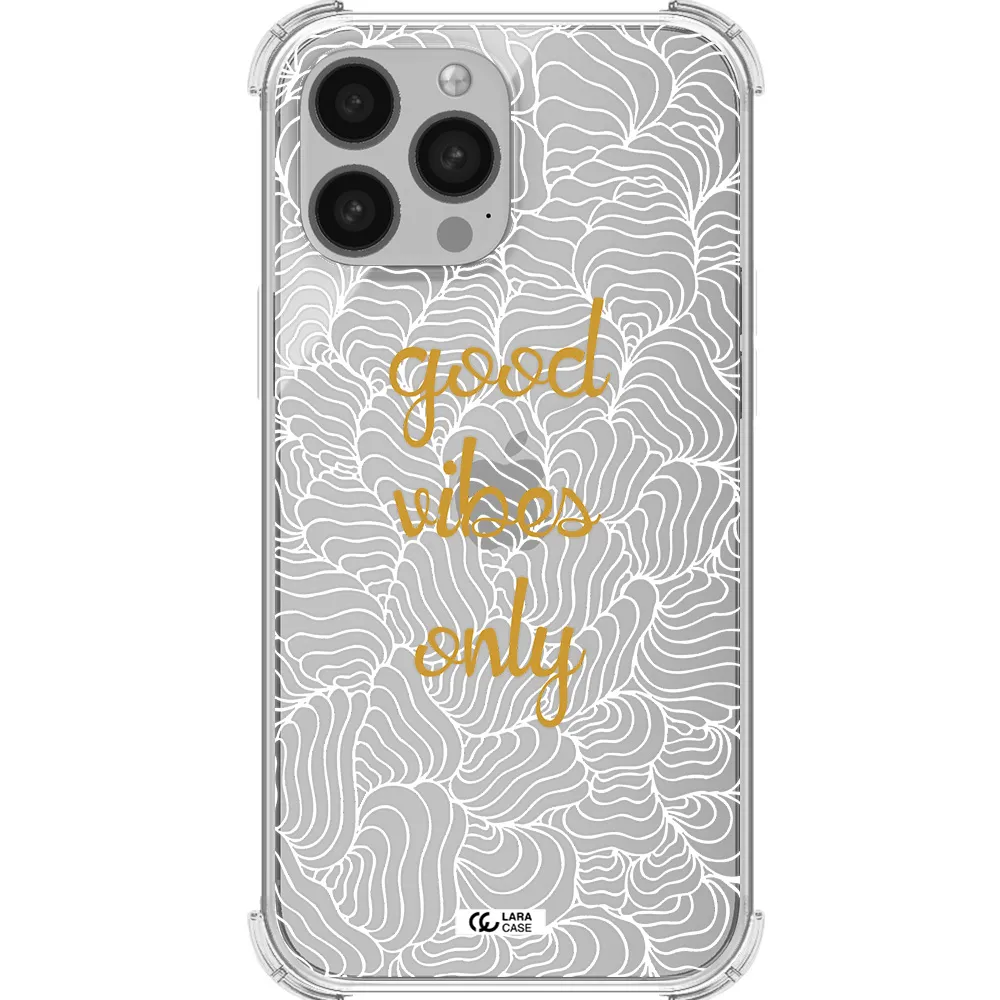 a white background with gold text Apple iPhone 13 Pro Clear PC Case