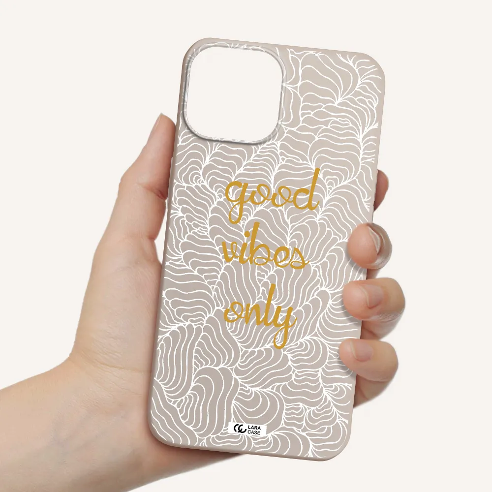 a white background with gold text Apple iPhone 13 Silicone Stone Case