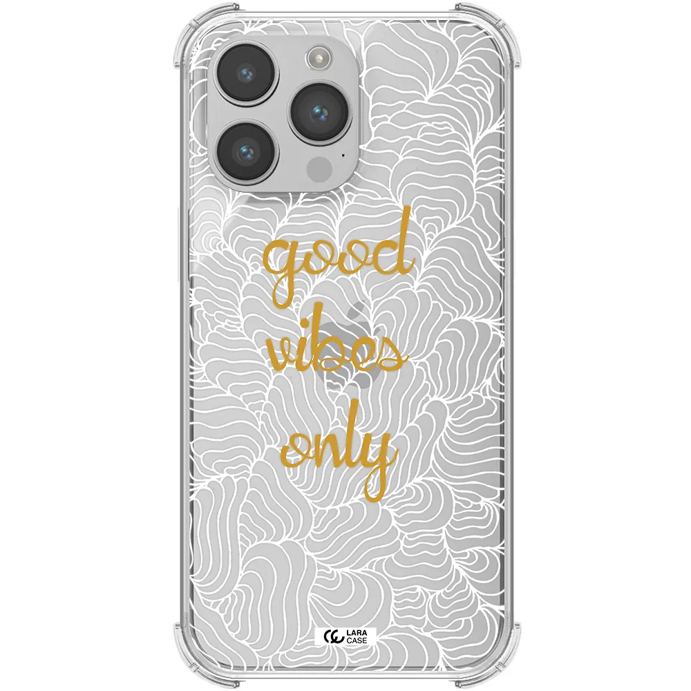 a white background with gold text Apple iPhone 14 pro Clear PC Case