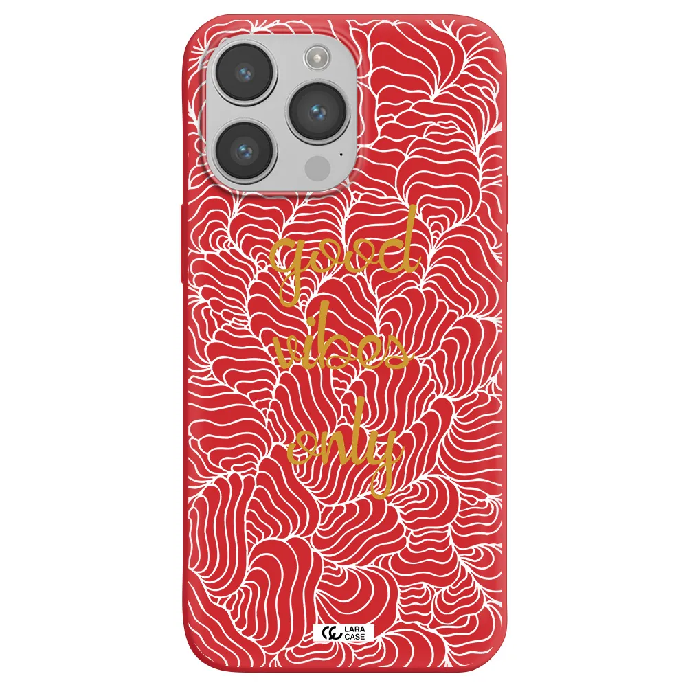 a white background with gold text Apple iPhone 14 pro max Silicone Imperial Red Case