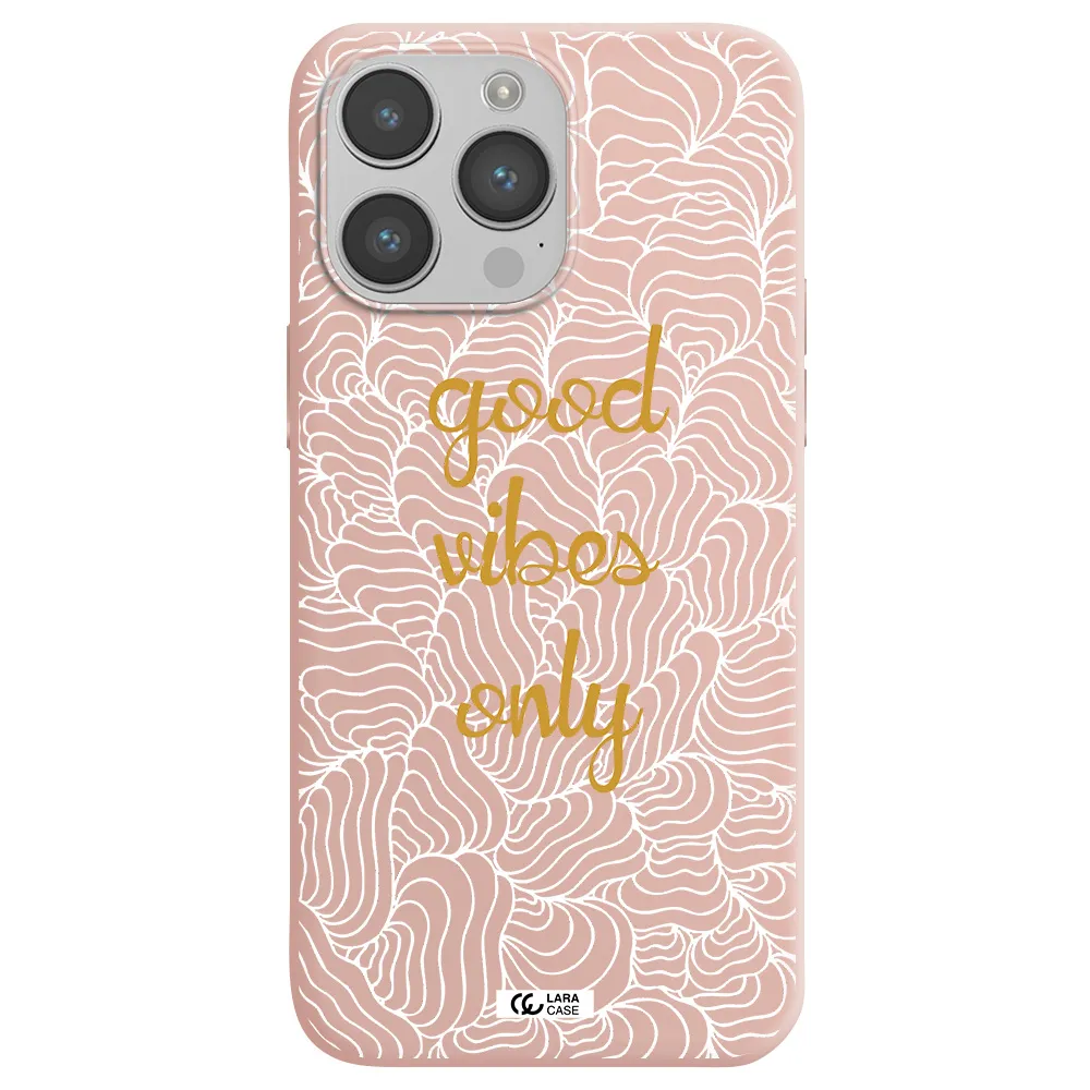 a white background with gold text Apple iPhone 14 pro Silicone pastel pink Case