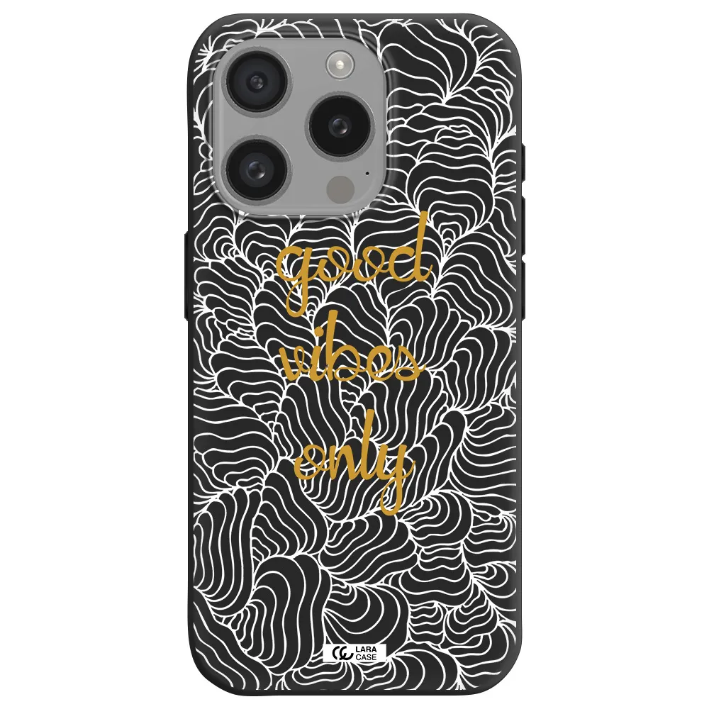 A White Background With Gold Text Apple Iphone 15 Pro Silicone Black Case