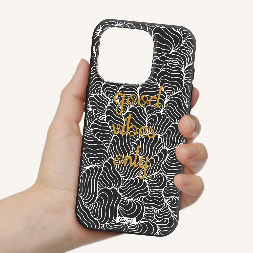 A White Background With Gold Text Apple Iphone 15 Pro Silicone Black Case