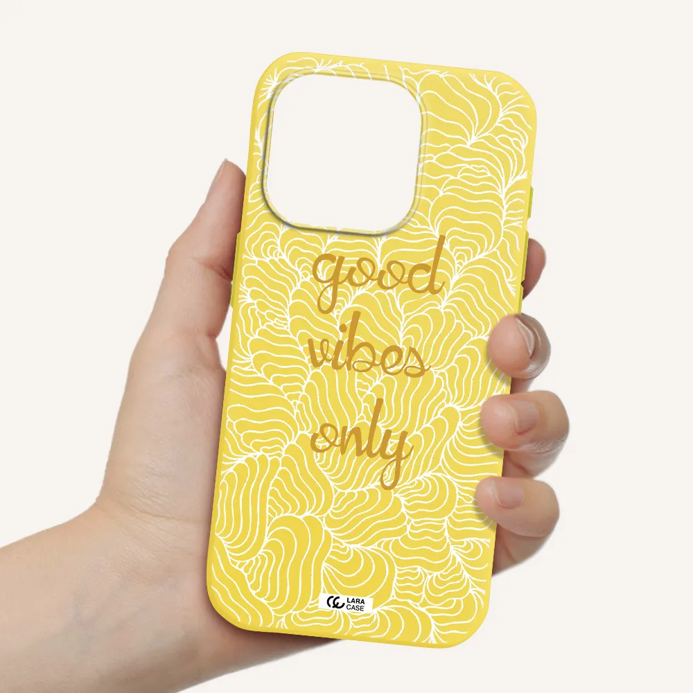 A White Background With Gold Text Apple Iphone 15 Pro Silicone Canary Yellow Case