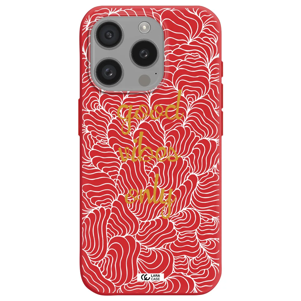 A White Background With Gold Text Apple Iphone 15 Pro Silicone Imperial Red Case