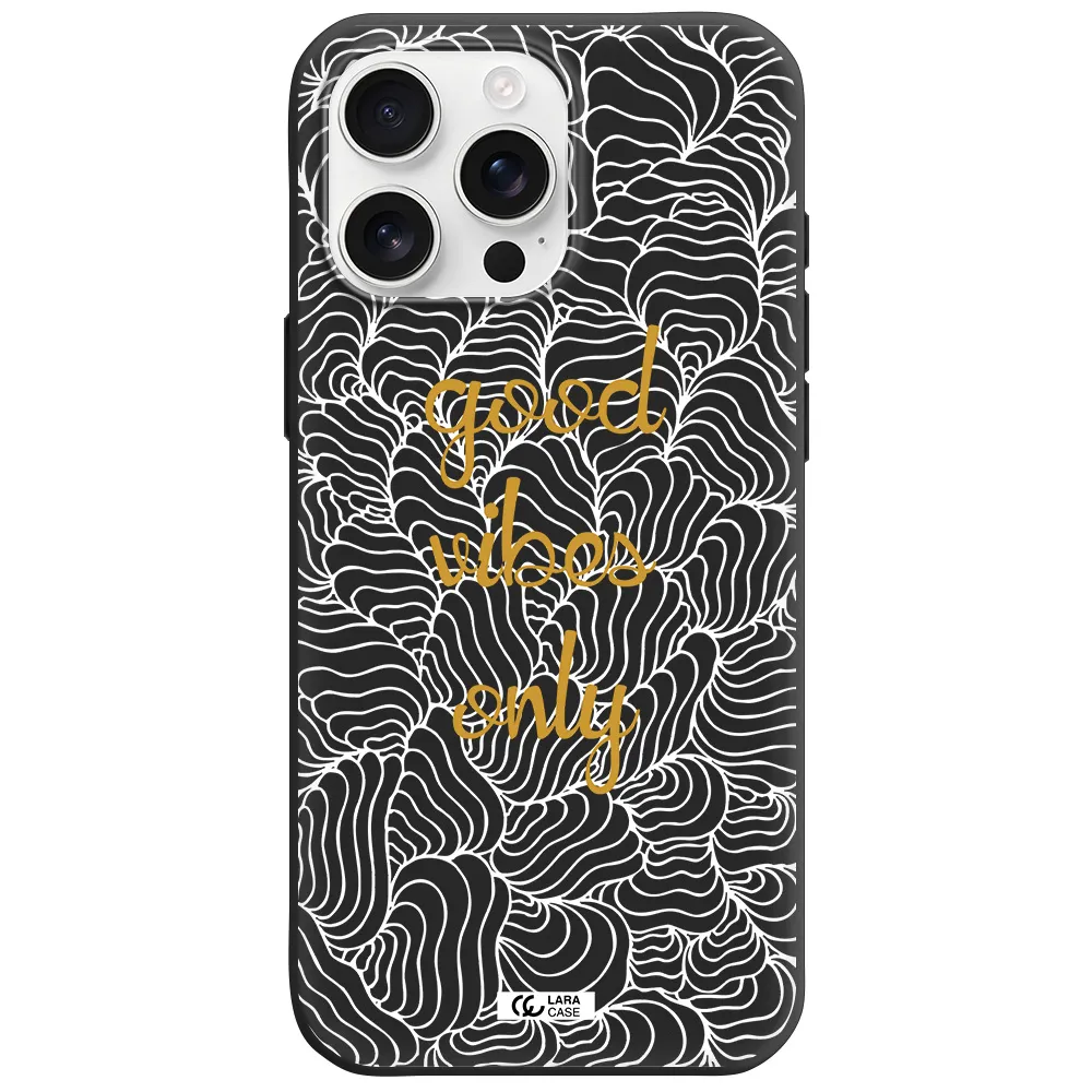 A White Background With Gold Text Apple Iphone 16 Pro Max Silicone Black Case