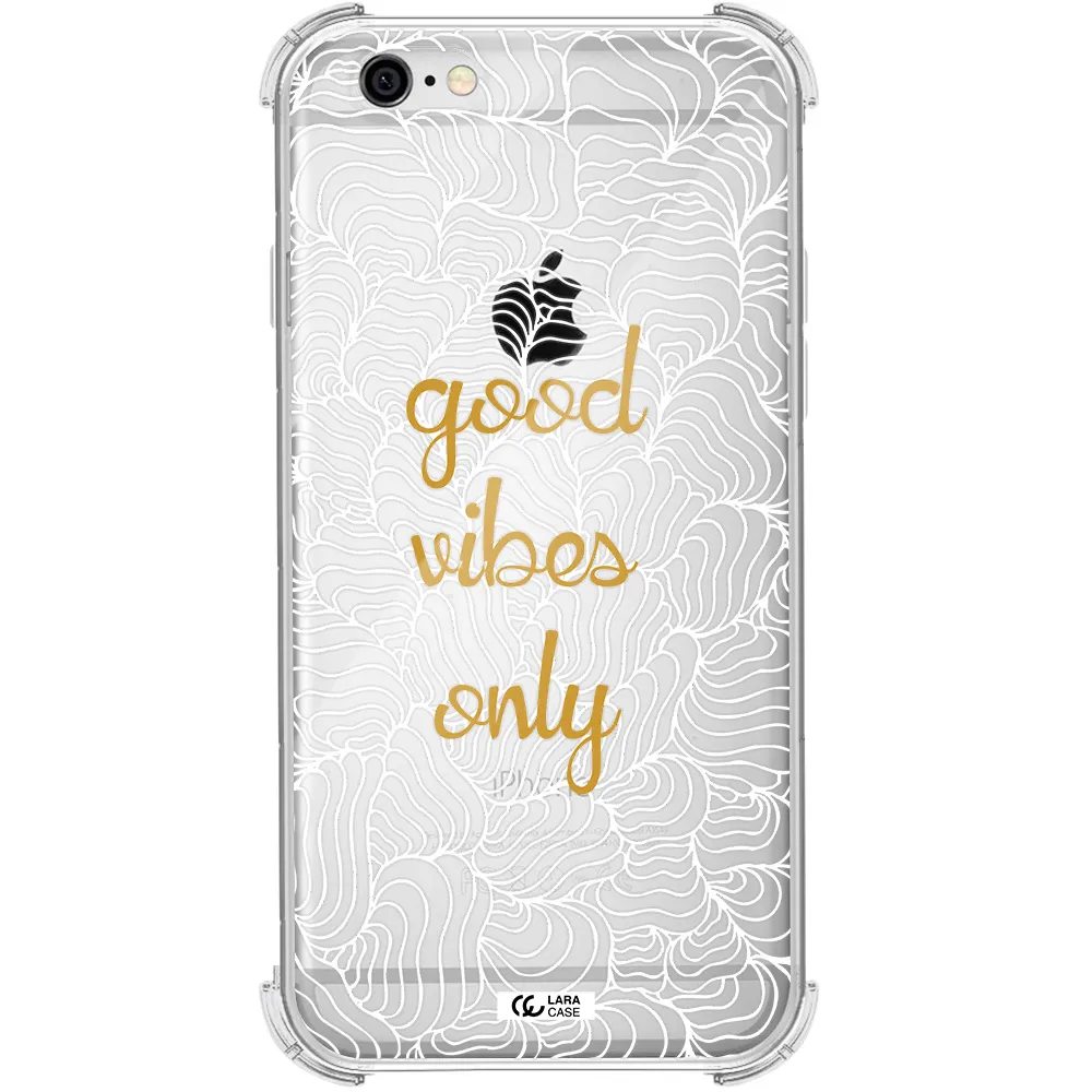 a white background with gold text Apple iPhone 6 Clear PC Case