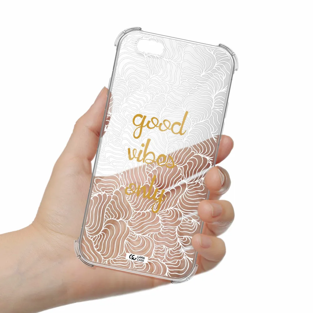 a white background with gold text Apple iPhone 6 Clear PC Case