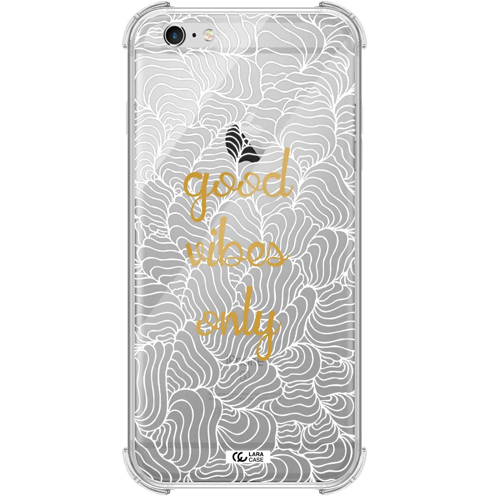 a white background with gold text Apple iPhone 6 s plus Clear PC Case