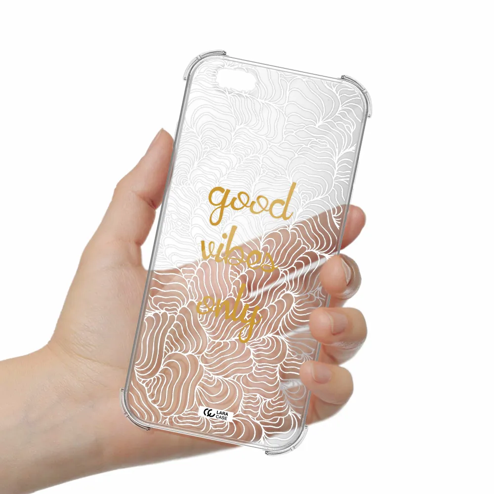 a white background with gold text Apple iPhone 6 s plus Clear PC Case