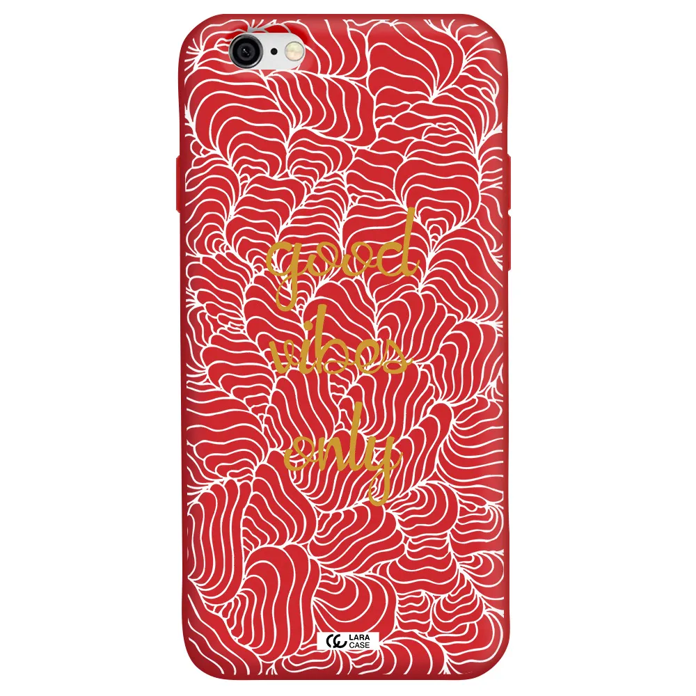 a white background with gold text Apple iPhone 6 Silicone Imperial Red Case