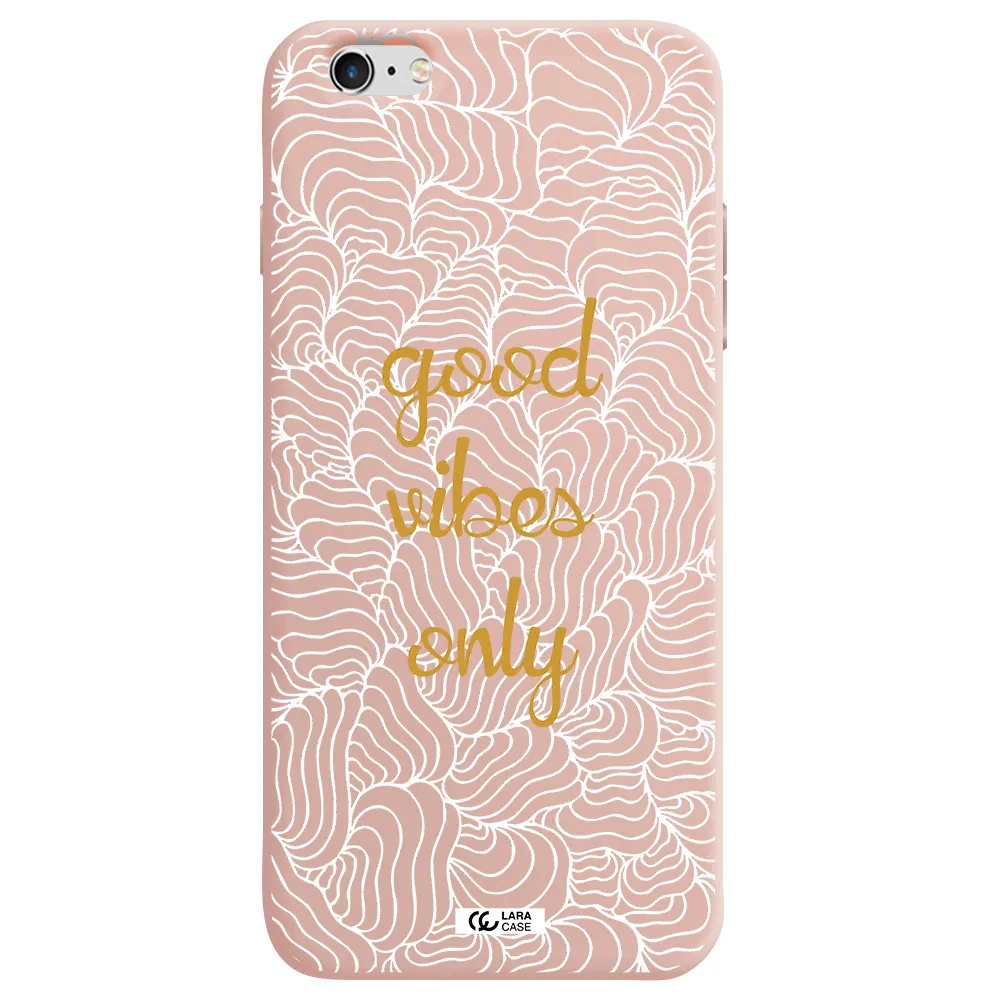 a white background with gold text Apple iPhone 6S Silicone pastel pink Case