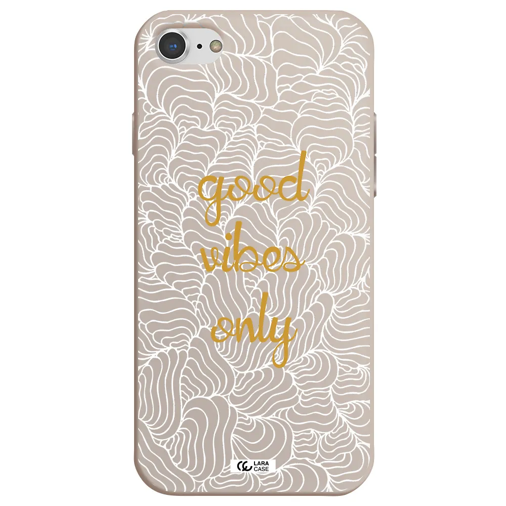 a white background with gold text Apple iPhone 8 Silicone Stone Case