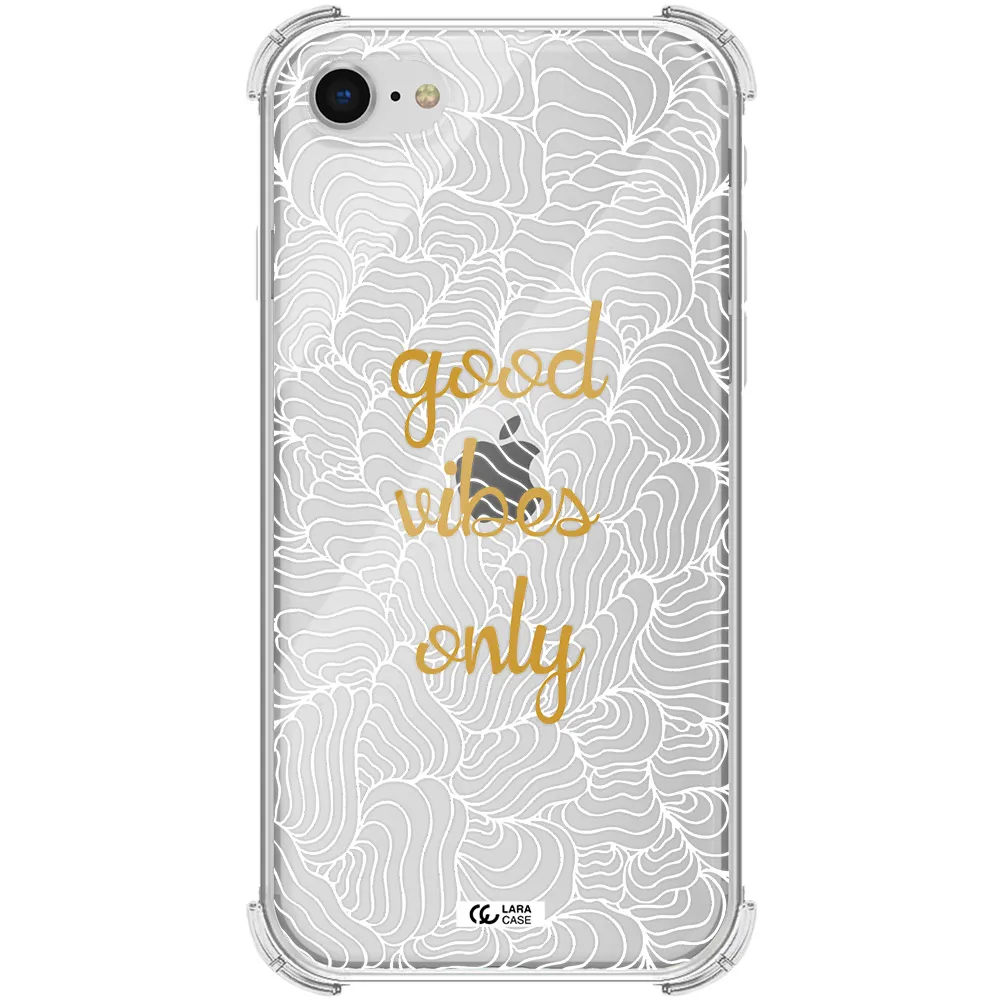 a white background with gold text Apple iPhone se 2020 Clear PC Case