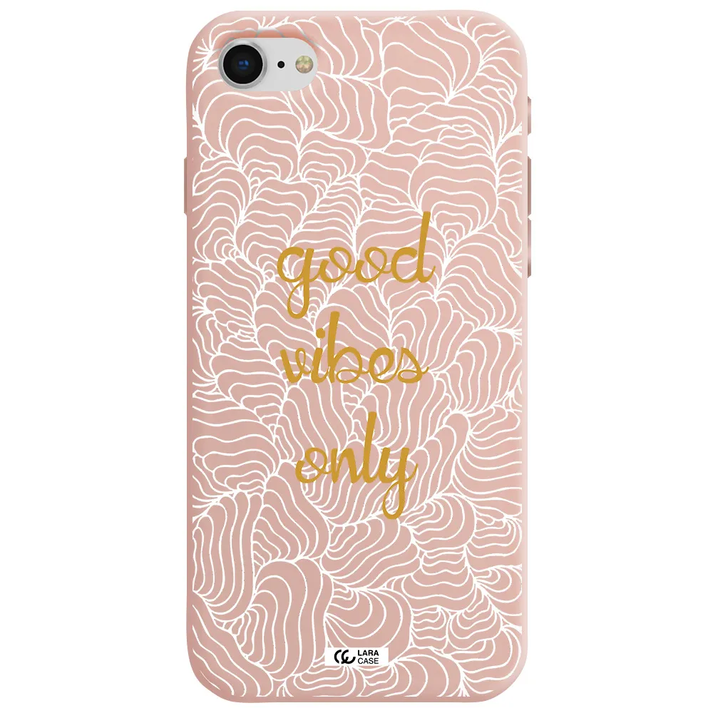 a white background with gold text Apple iPhone se 2020 Silicone pastel pink Case