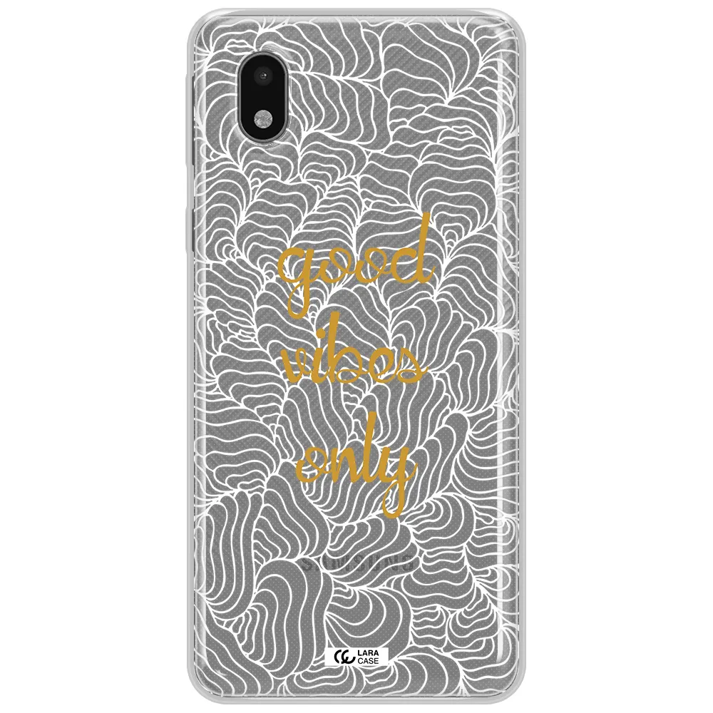 A White Background With Gold Text Samsung A01 Core Clear Tpu Case