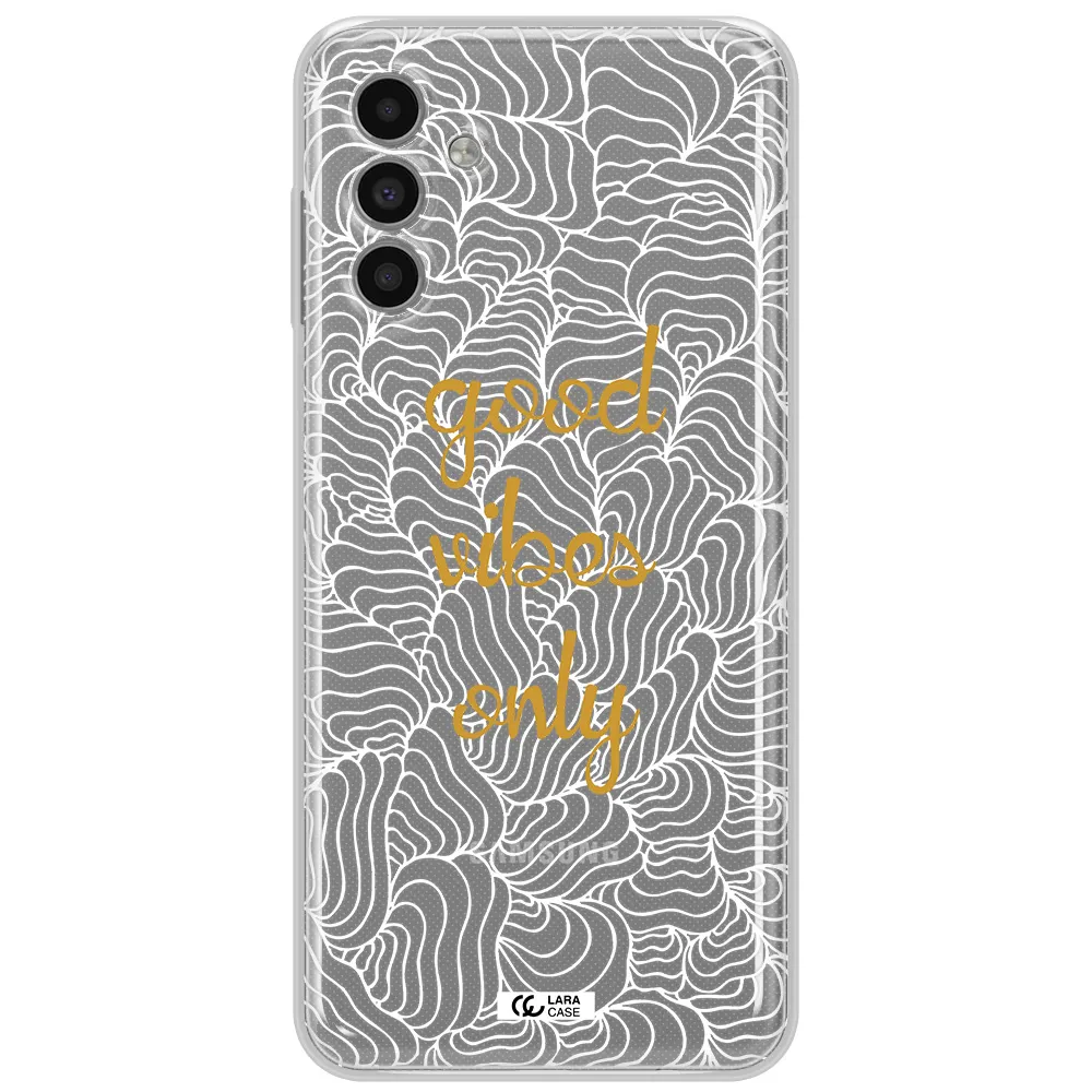 A White Background With Gold Text Samsung A13 5G Clear Tpu Case