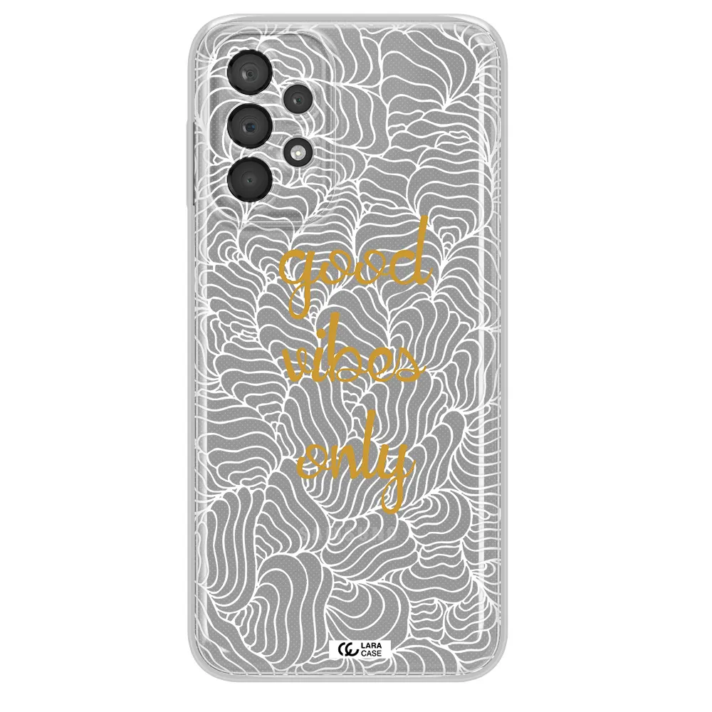 A White Background With Gold Text Samsung A23 5G Clear Tpu Case