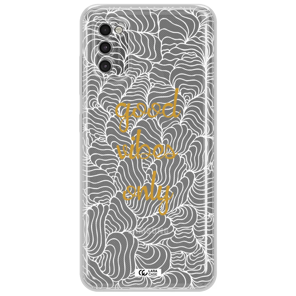 A White Background With Gold Text Samsung A41 Clear Tpu Case