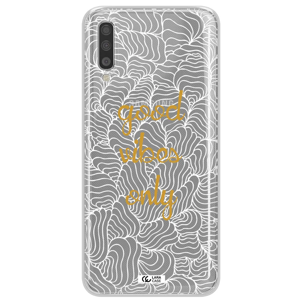 A White Background With Gold Text Samsung A70S Clear Tpu Case