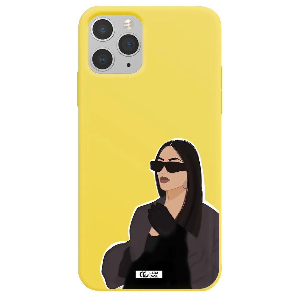 Minimalist Portrait Apple iPhone 11 pro max Silicone canary yellow Case