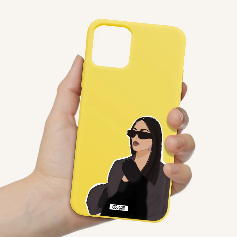 Minimalist Portrait Apple iPhone 11 pro max Silicone canary yellow Case