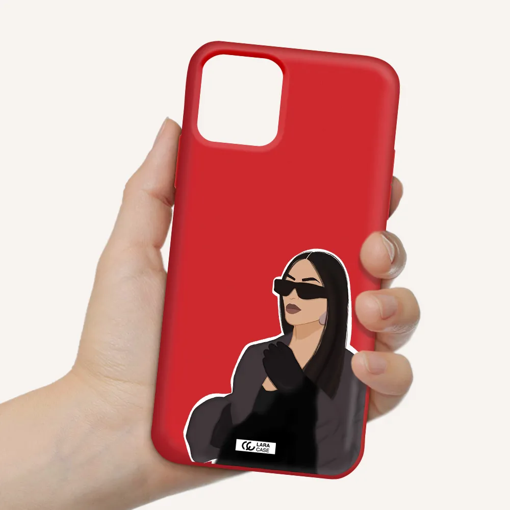 Minimalist Portrait Apple iPhone 11 pro max Silicone Imperial Red Case