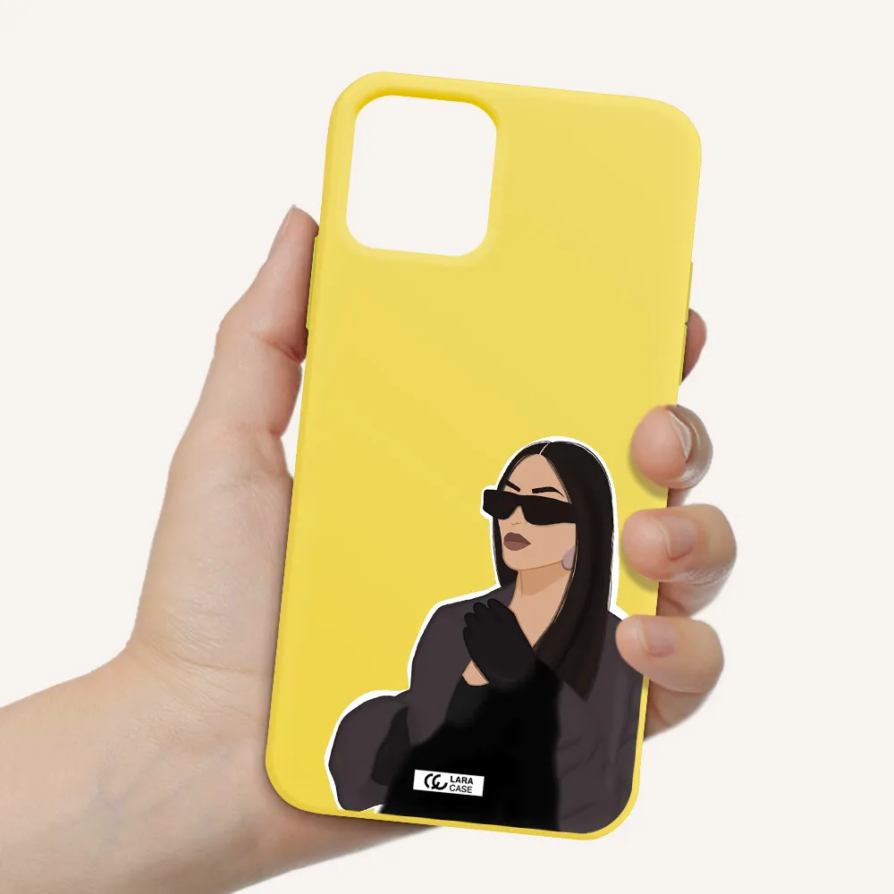Minimalist Portrait Apple iPhone 11 pro Silicone canary yellow Case