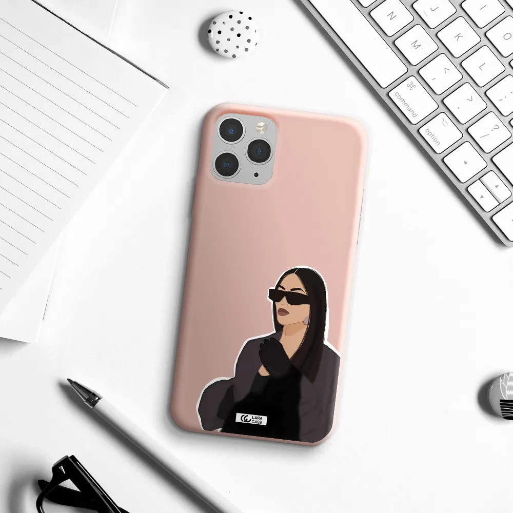 Minimalist Portrait Apple iPhone 11 pro Silicone pastel pink Case