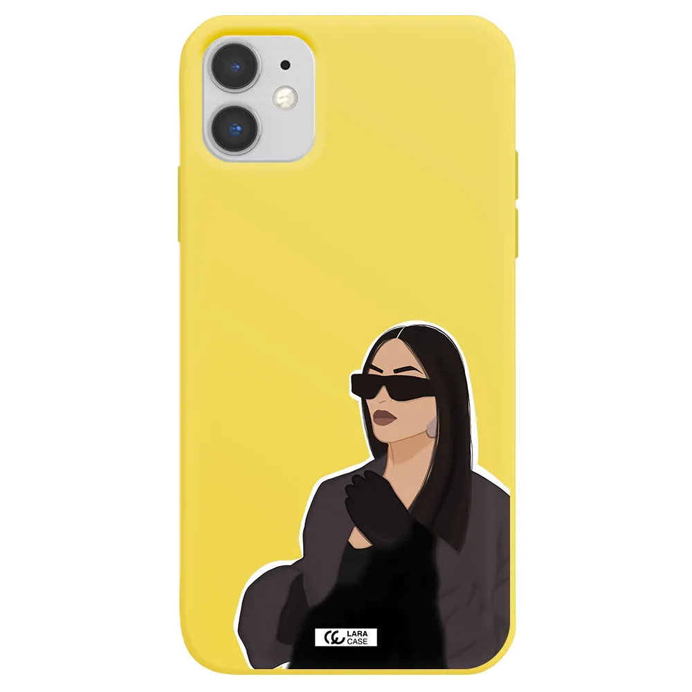 Minimalist Portrait Apple iPhone 11 Silicone canary yellow Case