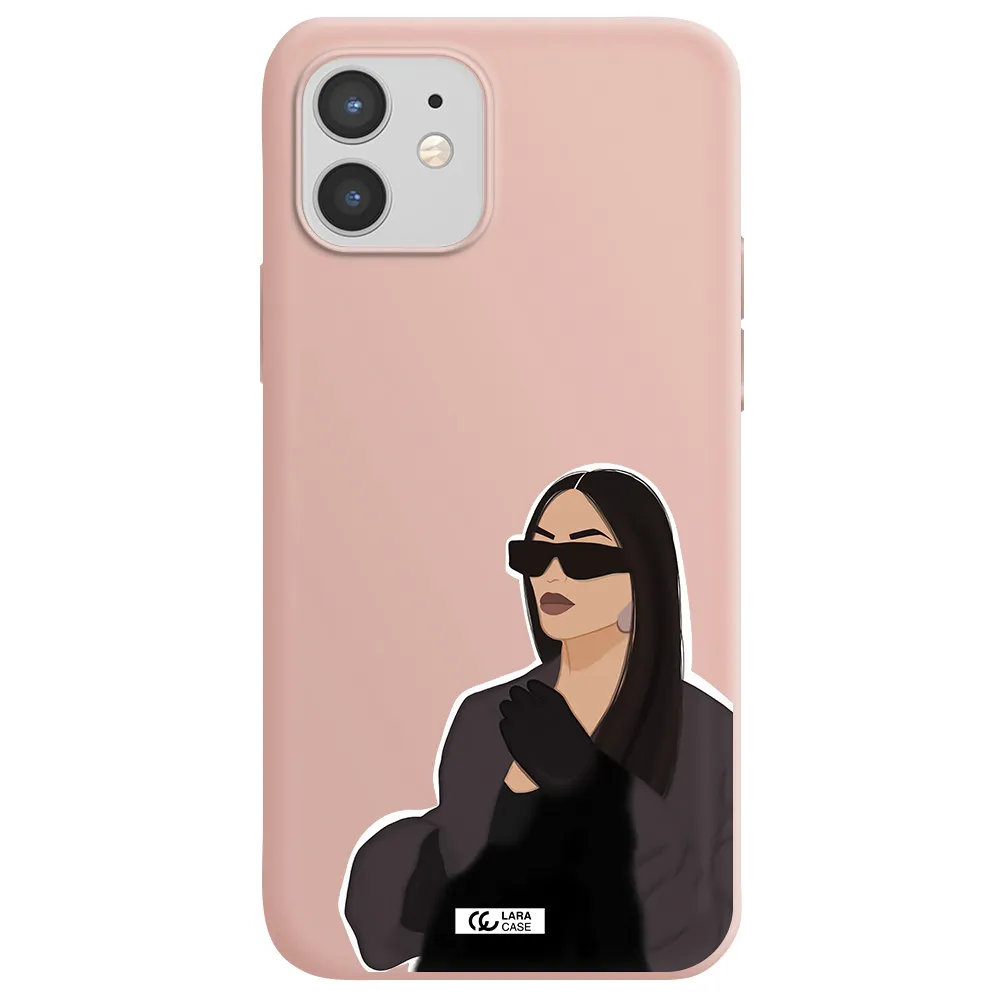 Minimalist Portrait Apple iPhone 12 mini Silicone pastel pink Case