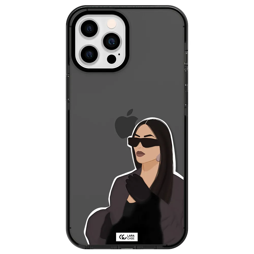 Minimalist Portrait Apple iPhone 12 pro max impact Smoke Black Case